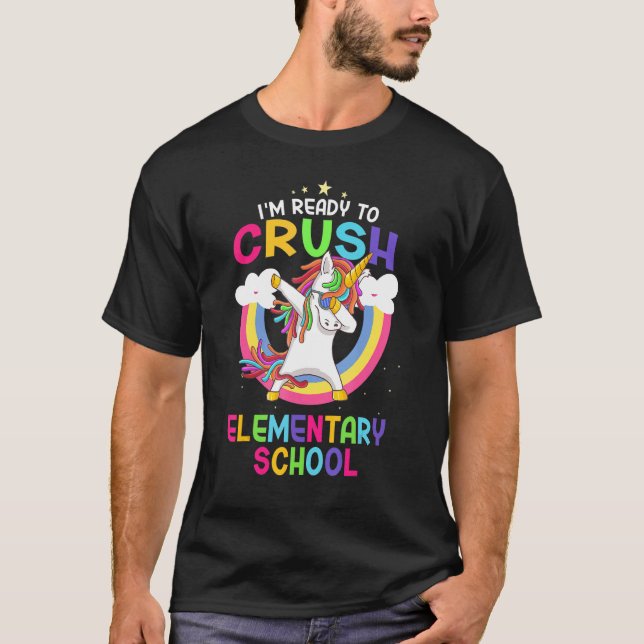 T-shirt École Primaire Dabbing Unicorne Retour À L'École B (Devant)
