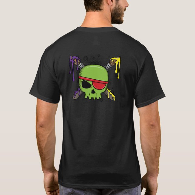 T-shirt École Skull Crossed Peinture Brosses École (Dos)