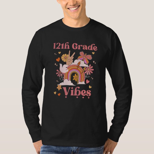 T-shirt École Vibes de 12e année Super Retro Boho Rainbow (Devant)