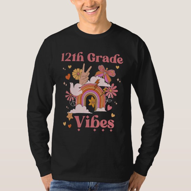 T-shirt École Vibes de 12e année Super Retro Boho Rainbow (Devant)