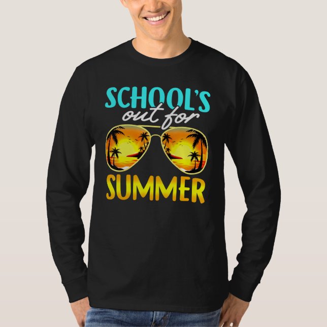 T-shirt Écoles pour l'été lunettes de soleil plage coucher (Devant)