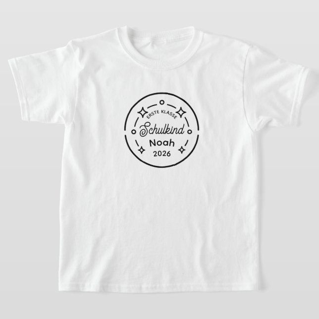 T-shirt Écolier de première année 2026 avec nom retour à (Poser)