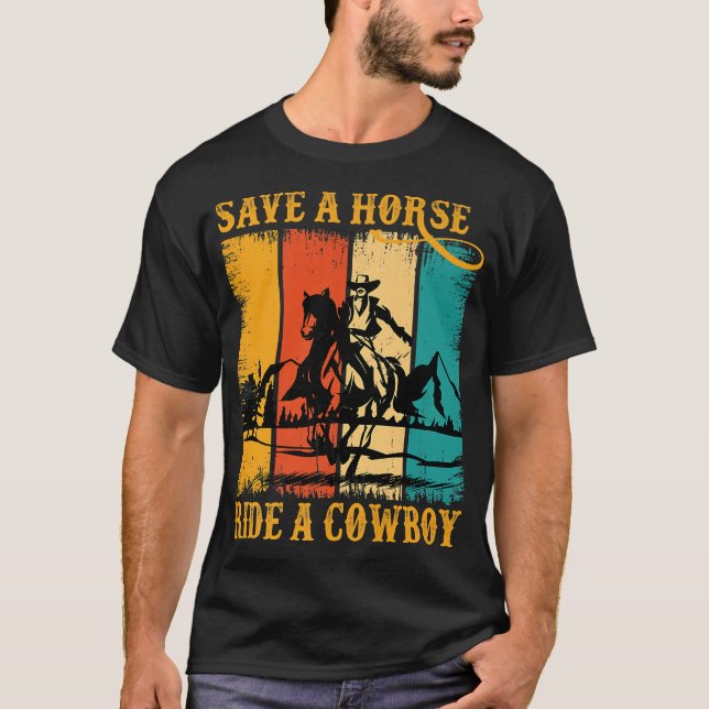 T-shirt Économisez Une Balade À Cheval Cowboy Cheval équit (Devant)