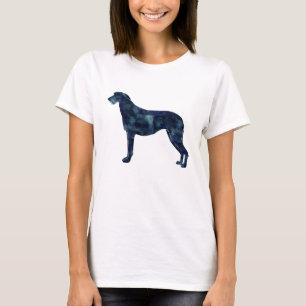 T-shirt Écossais Deerhound Noir Aquarelle Silhouette