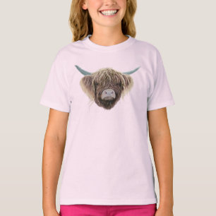 T-shirt Écossais Highland Cow Wee Charlie Fluffy Ears