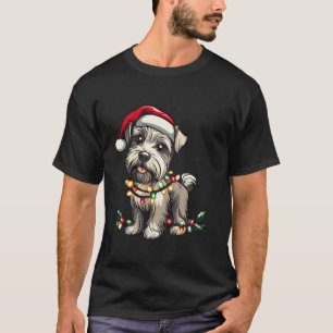 T-shirt Écossais Terrier Père Noël Christmas Tree Lights N