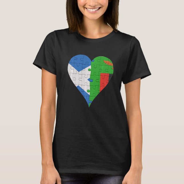 T-shirt Écossais Zambian Drapeau Heart (Devant)