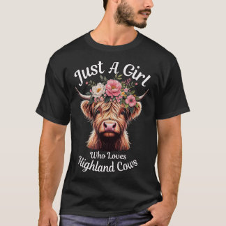 T-shirt Écossaise Highland Cattle Juste Une Fille Qui Aime