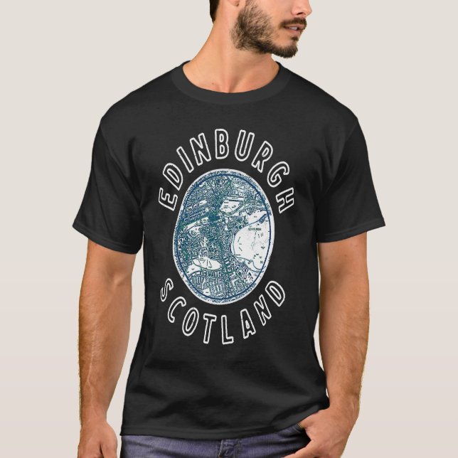 T-shirt Écosse Édimbourg Carte rétro écossaise (Devant)