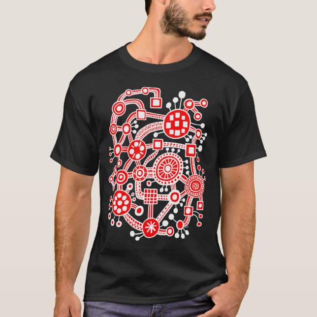 T-shirt Écosystème III - Blanc et Rouge (Devant)