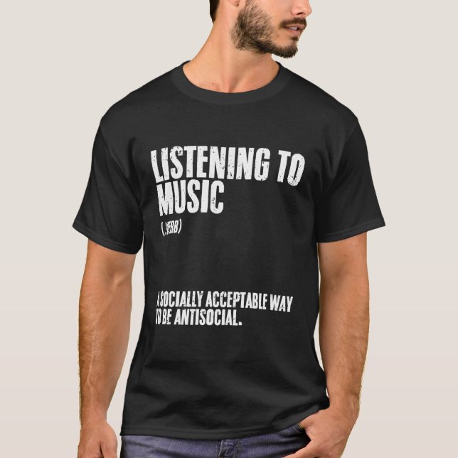 T-shirt Écoute De La Définition De Musique Pour Les Introv (Devant)