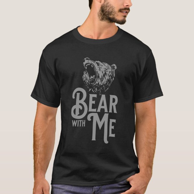 T-shirt Écouter avec moi Texte gris et image grise (Devant)