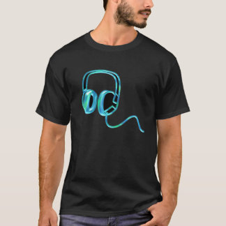 T-shirt Écouteurs bleus du DJ