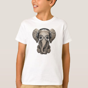 T-shirt Écouteurs de port du DJ d'éléphant mignon de b