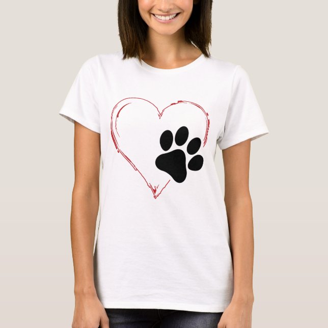 T-shirt Écoutez Dog Paw. J'aime les chiens (Devant)