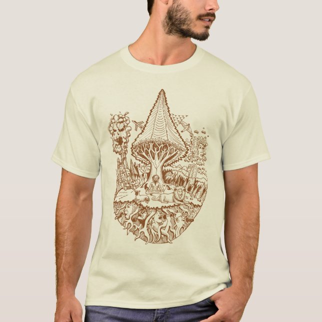 T-shirt Écoutez l'encre Brown de racines (Devant)