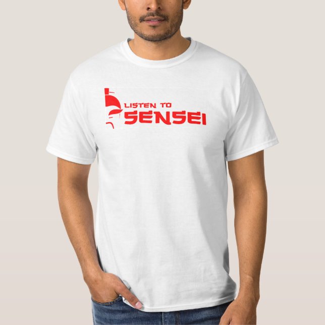 T-shirt Écoutez Sensei (blanc/rouge) (Devant)
