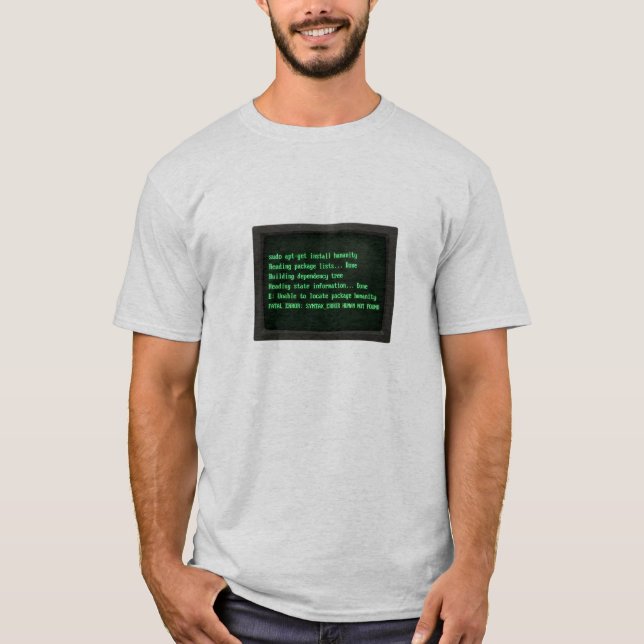 T-shirt Écran CRT Rétro Terminal "Installer Humanité" Éche (Devant)
