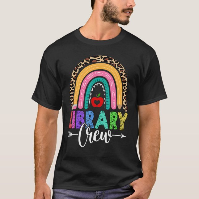 T-shirt Écran De Bibliothèque Rainbow Leopard Enseignant R (Devant)