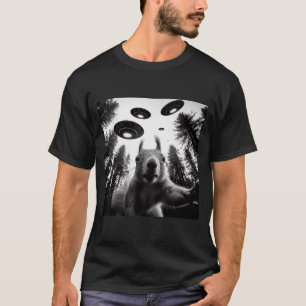 T-shirt Écran de squirrel avec un alien ufo drôle pour hom