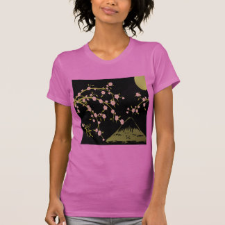 T-shirt Écran Japonais Rose Sakura Or Noir