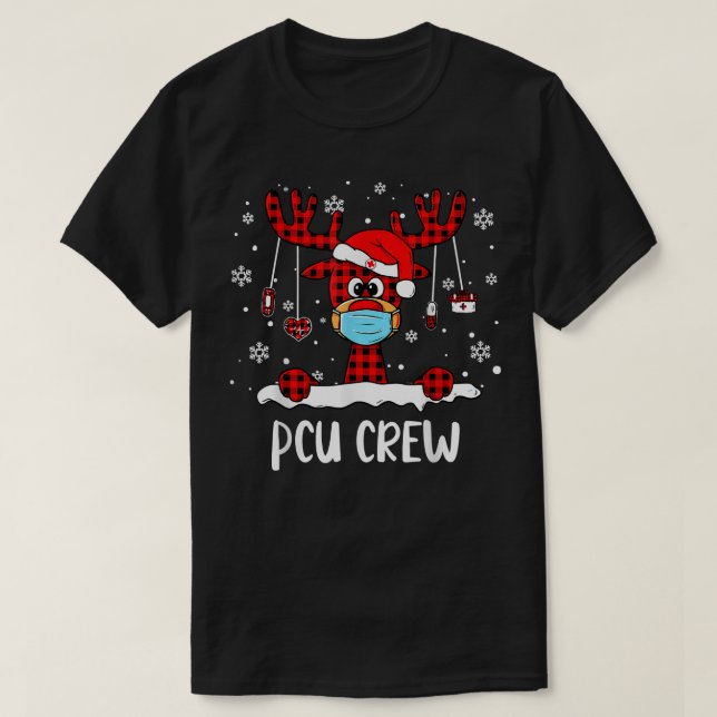 T-shirt Écran PCU Buffalo Plaid Visage Masque Reindeer Inf (Design devant)