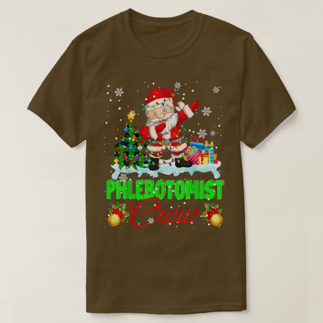 T-shirt Écran Phlebotomiste Xmas Lights Dabbing Père Noël  (Design devant)