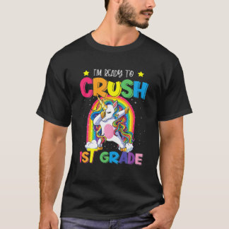 T-shirt Écraser 1Ème Année Dabbing Unicorn Retour À L'Écol