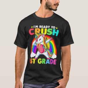 T-shirt Écraser 1Ème Année Dabbing Unicorn Retour À L'Écol