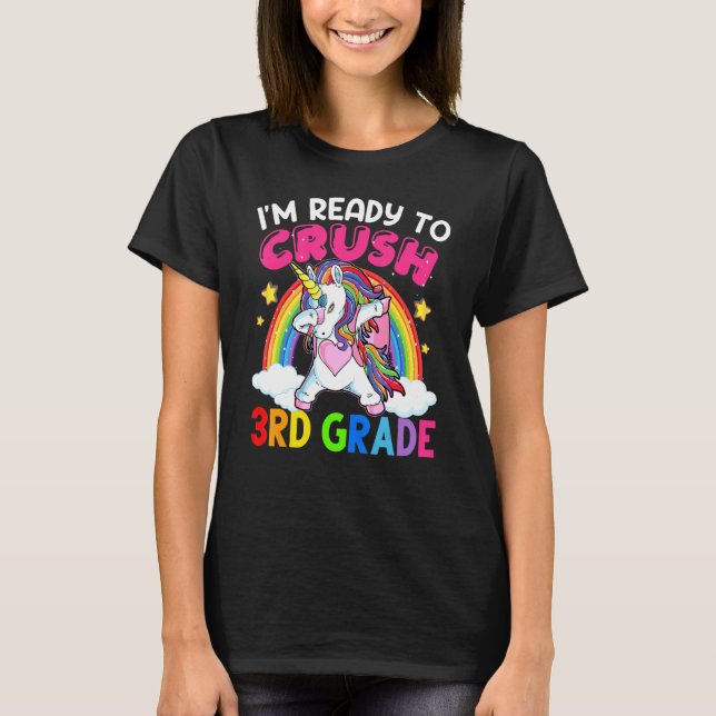 T-shirt Écraser 3e Année Dabbing Unicorn Retour À L'École  (Devant)