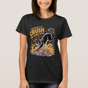 T-shirt Écraser La Récolte De Bonbons Drôle Halloween Chat