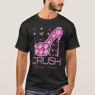 T-shirt Écraser le cancer du sein Sensibilisation Bling ro