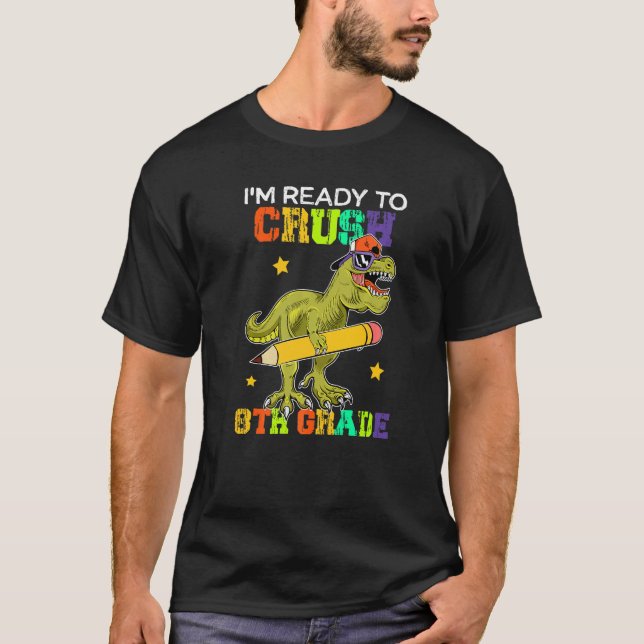 T-shirt Écraser Les Lunettes De Soleil Dinosaure 8E Année  (Devant)