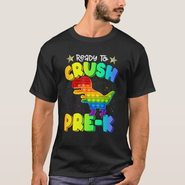 T-shirt Écraser Pop Dinosaur Pre K Fidget Retour à l'école (Devant)