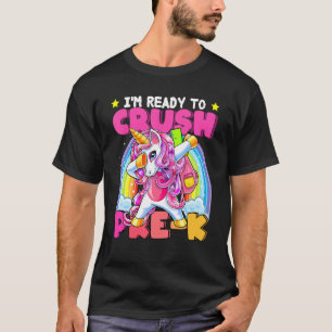 T-shirt Écraser Pré K Dabbing Unicorne Retour À L'École Fi