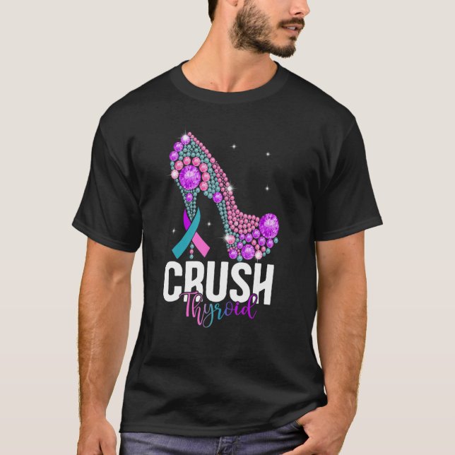 T-shirt Écraser Thyroïde ruban rose vif sarcelle et violet (Devant)
