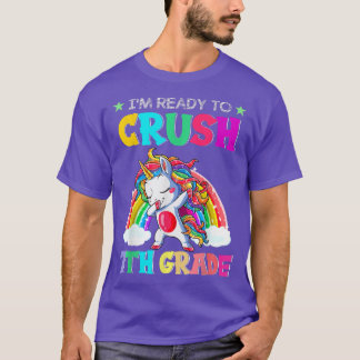 T-shirt Écrasez Une Unicorne De 7E Année Dabbing Retour À 