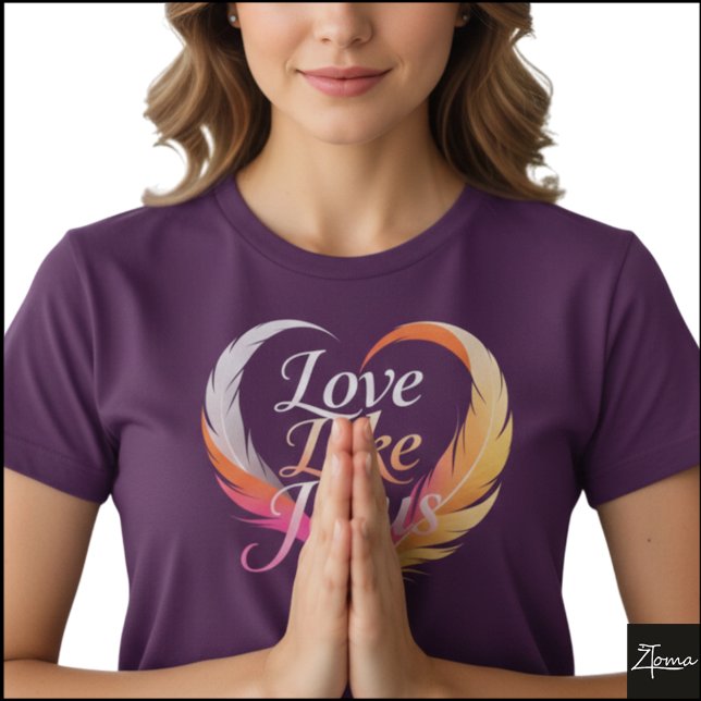 T-shirt Écriture à cœur de plume comme Jésus (Sample design. Several style are available to choose from, with the option to add a name & color.
)