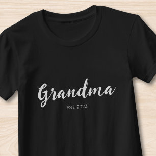 T-shirt Écriture blanche grand-mère établie noire
