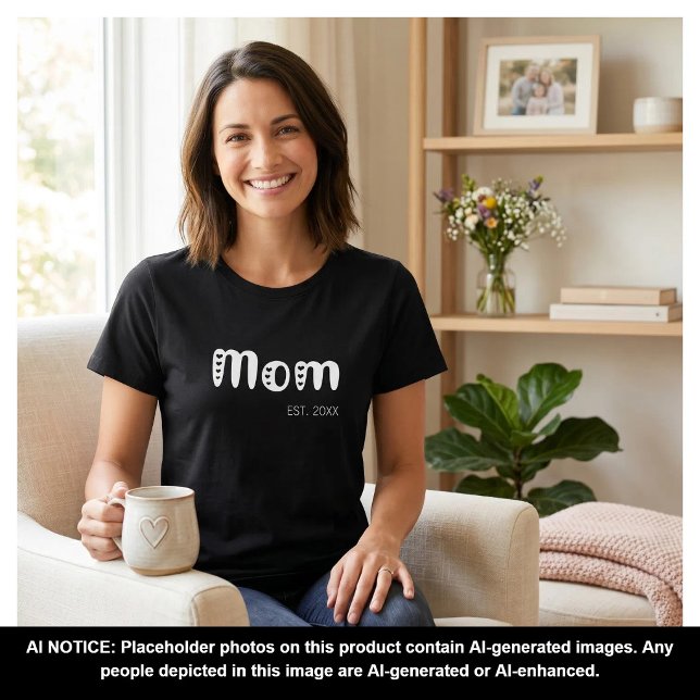 T-shirt Écriture blanche Maman établie Cœurs mignons (Créateur téléchargé)