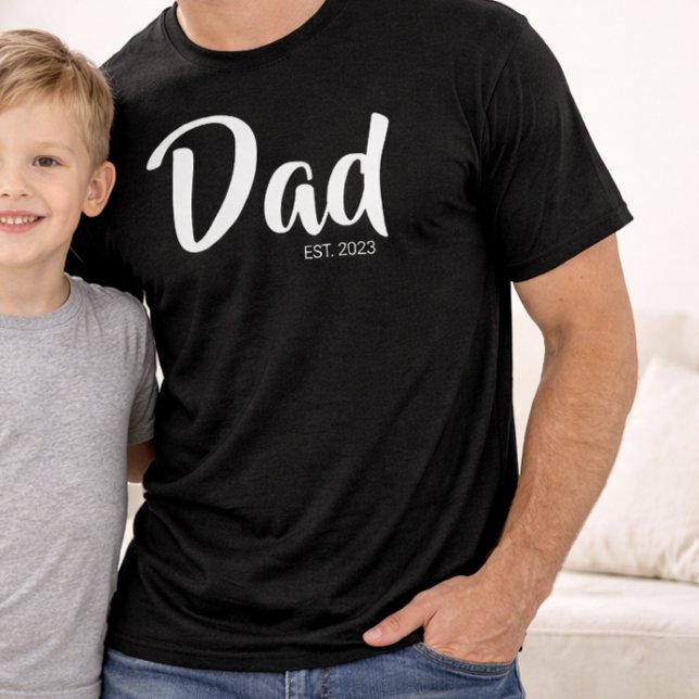 T-shirt Écriture blanche Papa établi (White Script Established Dad Black T-Shirt)