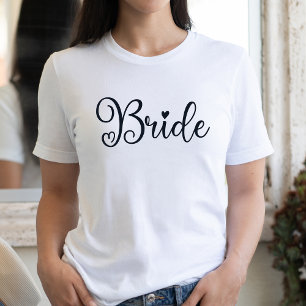 T-shirt Écriture de mariée Cœur Blanc Enterrement de vie