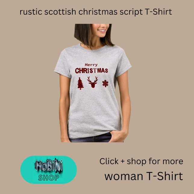 T-shirt écriture de noël rustique écossais (rustic scottish christmas script T-Shirt)