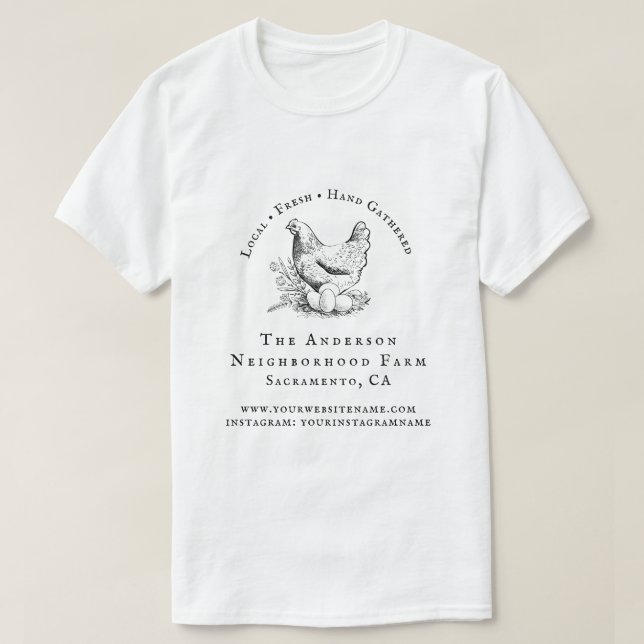 T-shirt Écriture de poulet à la main Entreprise agricole f (Design devant)