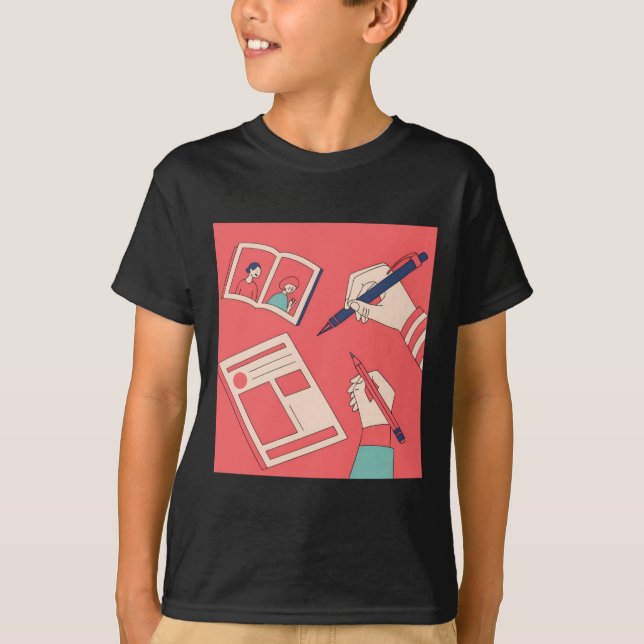 T-shirt Écriture d'illustrations d'art numérique expressiv (Devant)