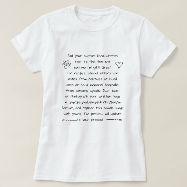 T-shirt Écriture manuscrite personnalisée (Design devant)
