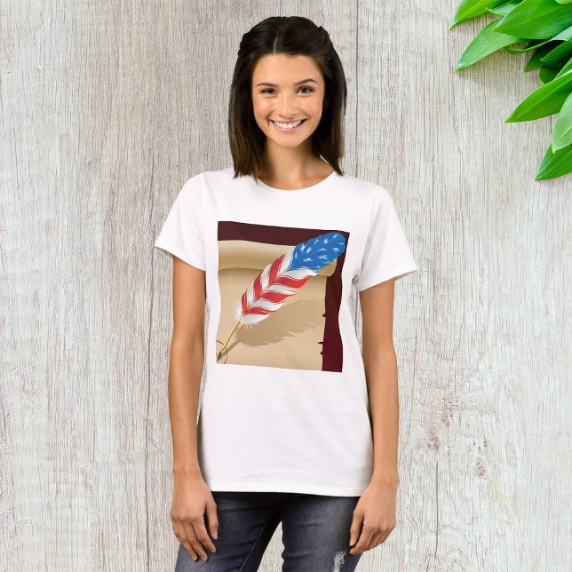 T-shirt Écriture patriotique plume sur papier antique (Créateur téléchargé)