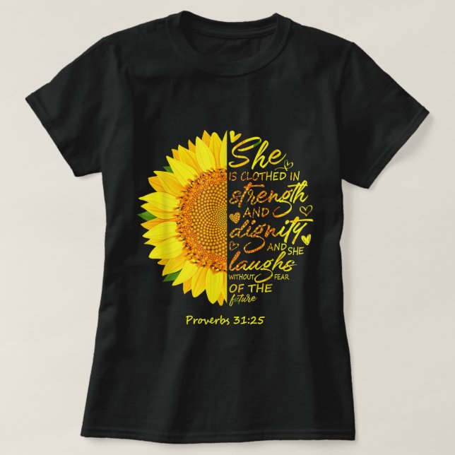 T-shirt Écriture Religieux Bible chrétienne Verse Sunflowe (Design devant)