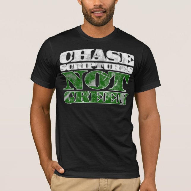 T-shirt Écritures saintes de chasse non vertes (WHT/GRN) (Devant)