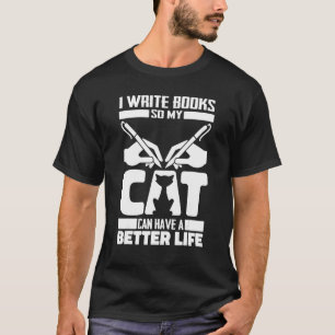 T-shirt Écrivain Chat Romancier Livre Poésie  Auteur